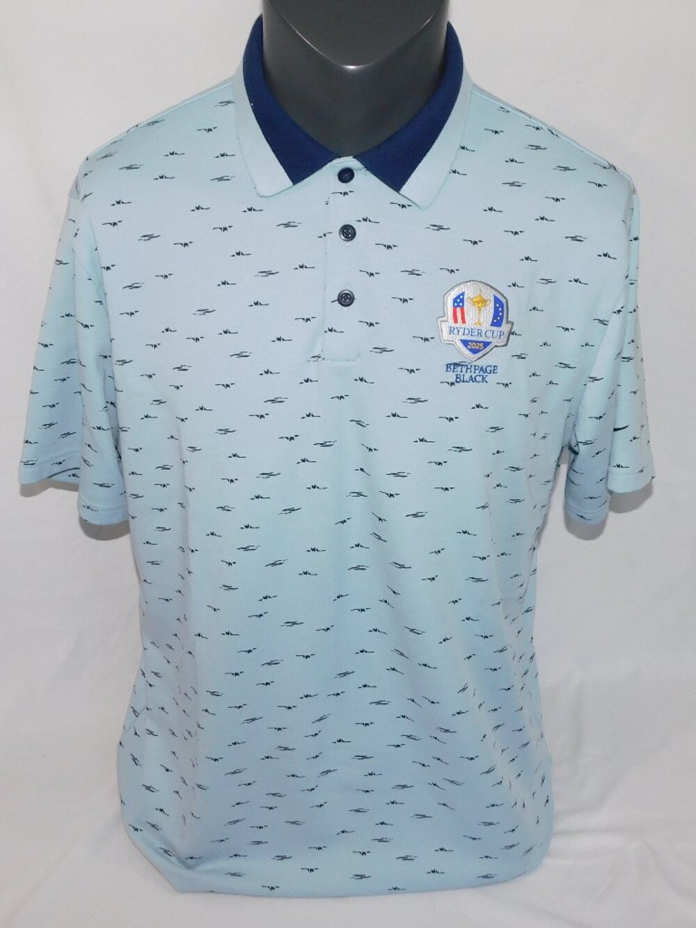 Nike Dri Fit 2025 Golf Ryder Cup Bethpage Black Blue Polo Shirt Mens L